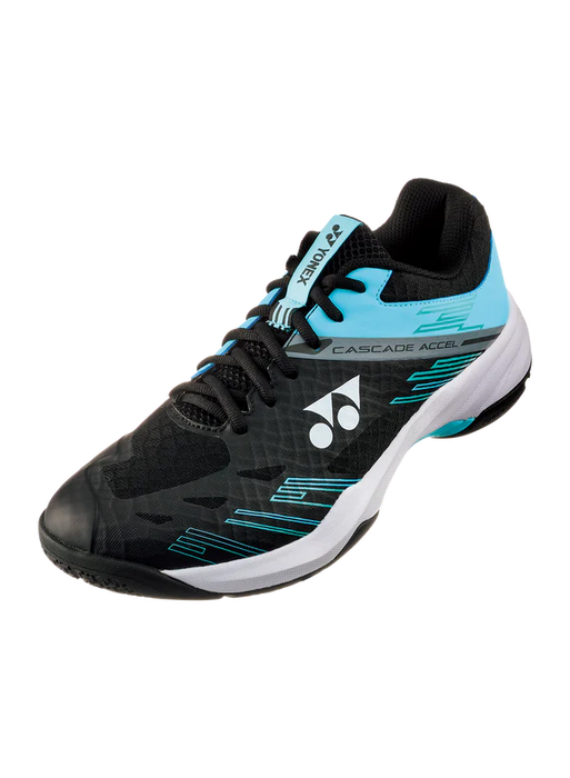 Yonex PC Cascade Accel (Wide) Black / Ice Blue Badminton Court Shoes - 2025 on sale at Badminton Warehouse